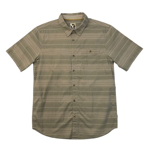 Voyager Shirt Mens M Medium Beetle Striped Button Up Stretch Woven Short Sleeve - Picture 1 of 12